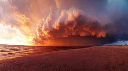 Dramatic Baltic Sea sunset with glowing pink and golden storm clouds showcasing breathtaking natural beauty and dynamic weather patterns
