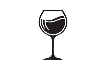 simple black an white wine glass vector silhouette isolated on a white background