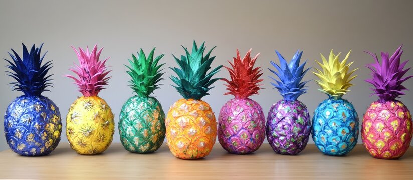 Colorful decorated pineapples for vibrant home parties and festive events showcasing creative and artistic designs