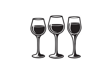simple black an white wine glass vector silhouette isolated on a white background