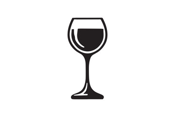 simple black an white wine glass vector silhouette isolated on a white background