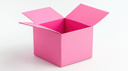 Open pink gift box on white background with detailed close-up view illustrating the interior and structure of the box.