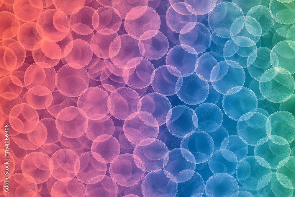 Poster An abstract pattern of overlapping translucent circles in gradient hues