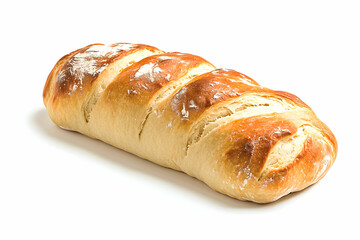 Freshly Baked Artisan Loaf of Bread with Crispy Crust and Soft Interior on White Background