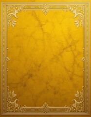 Golden Ornate Frame on Yellow Marbled Background