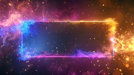 Obraz premium Colorful abstract background with glowing frame and sparkles for artistic designs