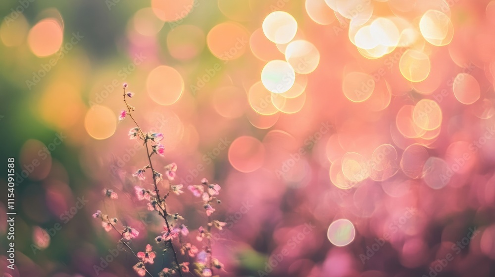 Aufkleber Abstract blurred floral background with soft daylight and colorful bokeh effects creating a dreamy atmosphere for artistic visuals