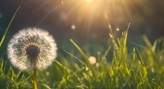 Dandelion in the grass 4K