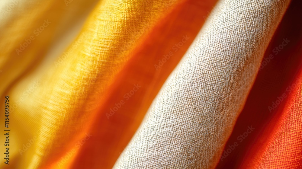 Poster textured fabric background with soft drapery in warm yellow, orange, and neutral tones creating a vi