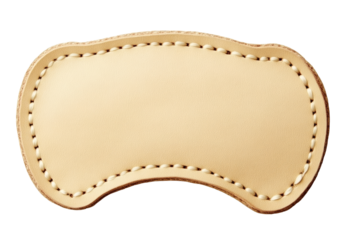 Customizable leather name tag patch for personal or promotional use with a cream finish and elegant stitching