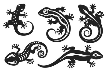 Naklejka premium set of black and white lizard