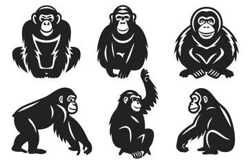 set of Orangutan silhouettes 