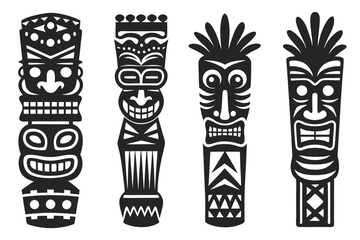 set of Tiki torch vector illustration