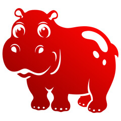 cartoon Hippo silhouette vector illustration