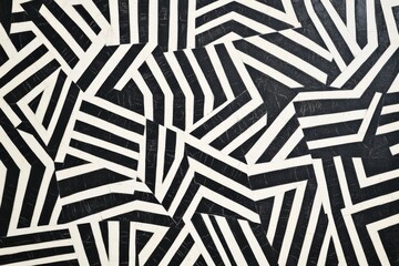 Geometric abstract background with black and white zigzag lines