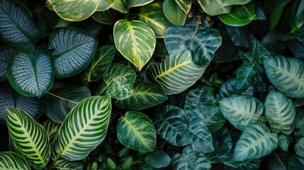 Lush ornamental plants with vibrant leaves creating a serene urban park environment for relaxation and nature appreciation