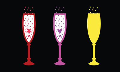 Champagne glass celebration drinks sticker.eps