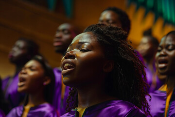 Fototapeta premium School students enthusiastically perform in a choir, generative Ai
