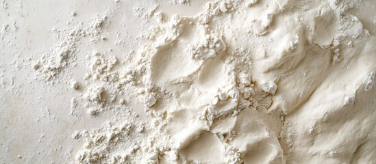 Close-up view of pastry flour and dough preparations on a textured surface for baking enthusiasts and culinary creations.
