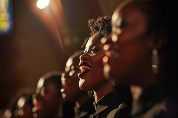 A choir performing songs at church, generative Ai