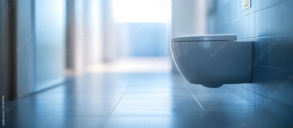 Aufkleber modern bathroom toilet in soft focus creating an abstract minimalistic aesthetic with light and spac