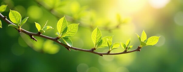 delicate branches stretch towards pale sunlight, spring, gentle, leaf
