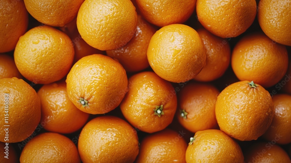 Poster freshly squeezed oranges overhead view in a vibrant pile highlighting juicy texture and natural fres