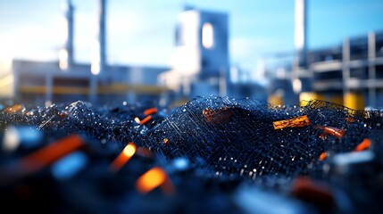 Industrial waste in an urban setting.