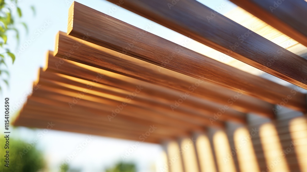 Poster pergola structure with diagonal lines highlighting architectural design and outdoor aesthetics