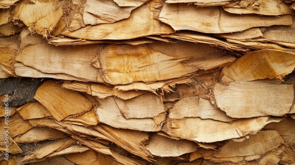 Aufkleber Close up of stacked OSB slabs made from recycled sawdust showcasing natural wood textures and patterns in building material design