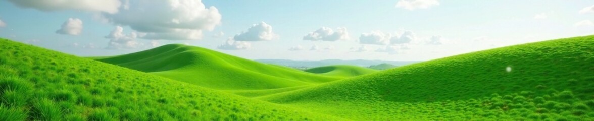 Rolling hills covered in lush green grass under grey skies, sky, green