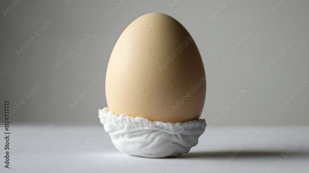Aufkleber ostrich egg displayed on a white background secured in a creative diaper design for unique artistic 