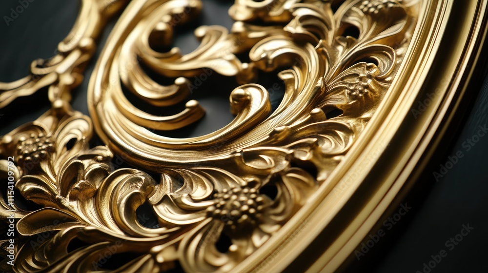 Poster intricately designed oval gold picture frame showcasing exquisite decorative patterns and craftsmans