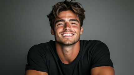 Obraz premium Smiling Man Portrait Studio Shot