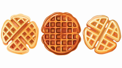 Crunchy Waffle Flat Style Isolated on White Background for Food and Snack Concepts