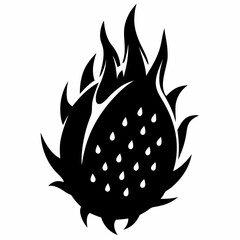 Dragonfruit black silhouette vector