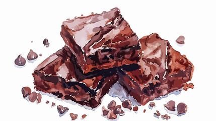 Delicious Watercolor Chocolate Brownies for Rich Fudgy Dessert