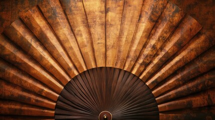 Traditional Asian fan with intricate design and warm earthy tones showcasing cultural craftsmanship and elegance