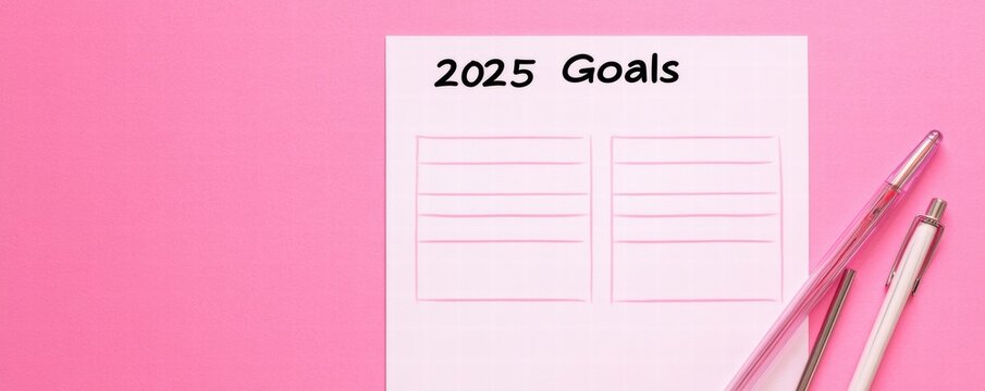 New year 2025 goals blank resolution template for personal growth planning