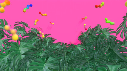 Monstera Colorful Background