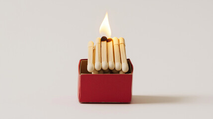 Kreatives, modernes Matchbox-Design mit künstlichem Licht, minimalistisch.


