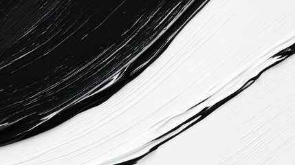 Obraz premium Abstract Black and White Paint Texture with Smooth Brush Strokes and Waves