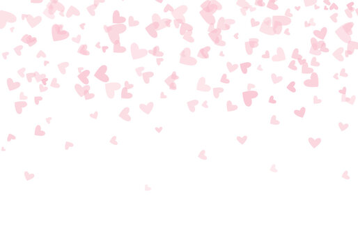 Valentine's Day heart shaped confetti Love valentine background with pink petals of hearts on transparent background.	

