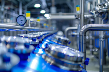 High-Quality Cheese Production Line in a Modern Factory, Generative AI Image