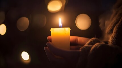 A person holding a lit candle in the dark with a warm light glowing symbolizing hope in difficult times