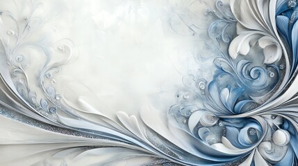 Ornate abstract design featuring swirling blue and gray patterns on a textured background, creating an elegant and decorative effect.