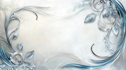 Elegant abstract floral border with swirling leaves and soft colors, perfect for invitations or backgrounds. White isolate background.