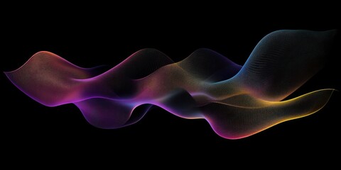 Abstract colorful wave flowing in dark background.