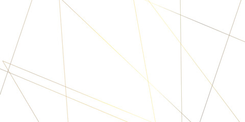 Abstract luxury gold geometric random chaotic lines with many squares and triangles shape on white background.