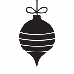 Silhouette Illustration of a Striped Christmas Ornament